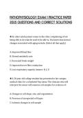 PATHOPHYSIOLOGY EXAM 1 PRACTICE PAPER 2025 QUESTIONS AND CORRECT SOLUTIONS
