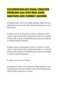 PATHOPHYSIOLOGY EXAM 1 PRACTICE PROBLEMS 2026 WITH REAL EXAM QUESTIONS AND CORRECT ANSWERS