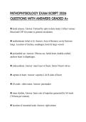 PATHOPHYSIOLOGY EXAM SCRIPT 2026 QUESTIONS WITH ANSWERS GRADED A&plus;
