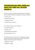 PATHOPHYSIOLOGY FINAL PAPER 2026 EXAM STUDY SHEET FULL SOLUTION GRADED A&plus;