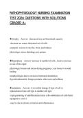 PATHOPHYSIOLOGY NURSING EXAMINATION TEST 2026 QUESTIONS WITH SOLUTIONS GRADED A&plus;