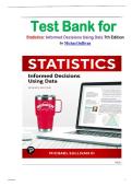 Test Bank for Statistics&colon; Informed Decisions Using Data 7th Edition by Michael Sullivan isbn-9780138253332