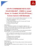 ATI PN COMPREHENSIVE EXIT EXAM 2026&sol;2027 - FORM A &vert; Actual Exam &vert; A&plus; Graded &vert; NCLEX-PN Focus &vert; Correct Answers with Rationales