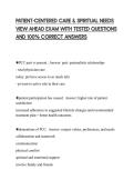 PATIENT-CENTERED CARE & SPIRITUAL NEEDS VIEW AHEAD EXAM WITH TESTED QUESTIONS AND 100&percnt; CORRECT ANSWERS