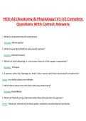 HESI A2 &lpar;Anatomy & Physiology&rpar; V1-V2 Complete Questions With Correct Answers 