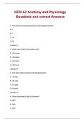 HESI A2 Anatomy and Physiology Questions and correct Answers