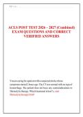 ACLS POST TEST 2026 &ndash; 2027 &lpar;Combined&rpar; EXAM QUESTIONS AND CORRECT VERIFIED ANSWERS 