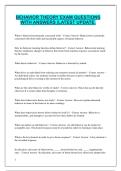 BEHAVIOR THEORY EXAM QUESTIONS WITH ANSWERS &vert;LATEST UPDATE&period;