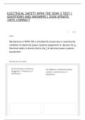 ELECTRICAL SAFETY NFPA 70E YEAR 3 TEST &vert; QUESTIONS AND ANSWERS &vert; 2026 UPDATE 100&percnt; CORRECT