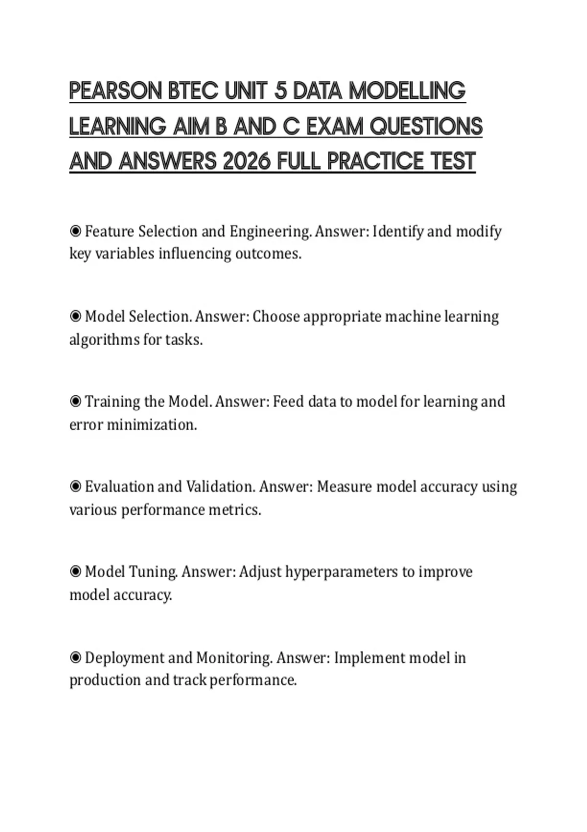 PEARSON BTEC UNIT 5 DATA MODELLING LEARNING AIM B AND C EXAM QUESTIONS ...