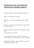 PEARSON RBT ACTUAL EXAM PAPER 2026 QUESTIONS WITH ANSWERS GRADED A&plus;
