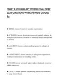 PELLET B VOCABULARY WORDS FINAL PAPER 2026 QUESTIONS WITH ANSWERS GRADED A&plus;