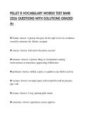 PELLET B VOCABULARY WORDS TEST BANK 2026 QUESTIONS WITH SOLUTIONS GRADED A&plus;