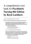 Psychiatric Nursing Test Bank &ndash; 8th Edition   By Boyd Luebbert &vert; Chapter-Based Practice Questions