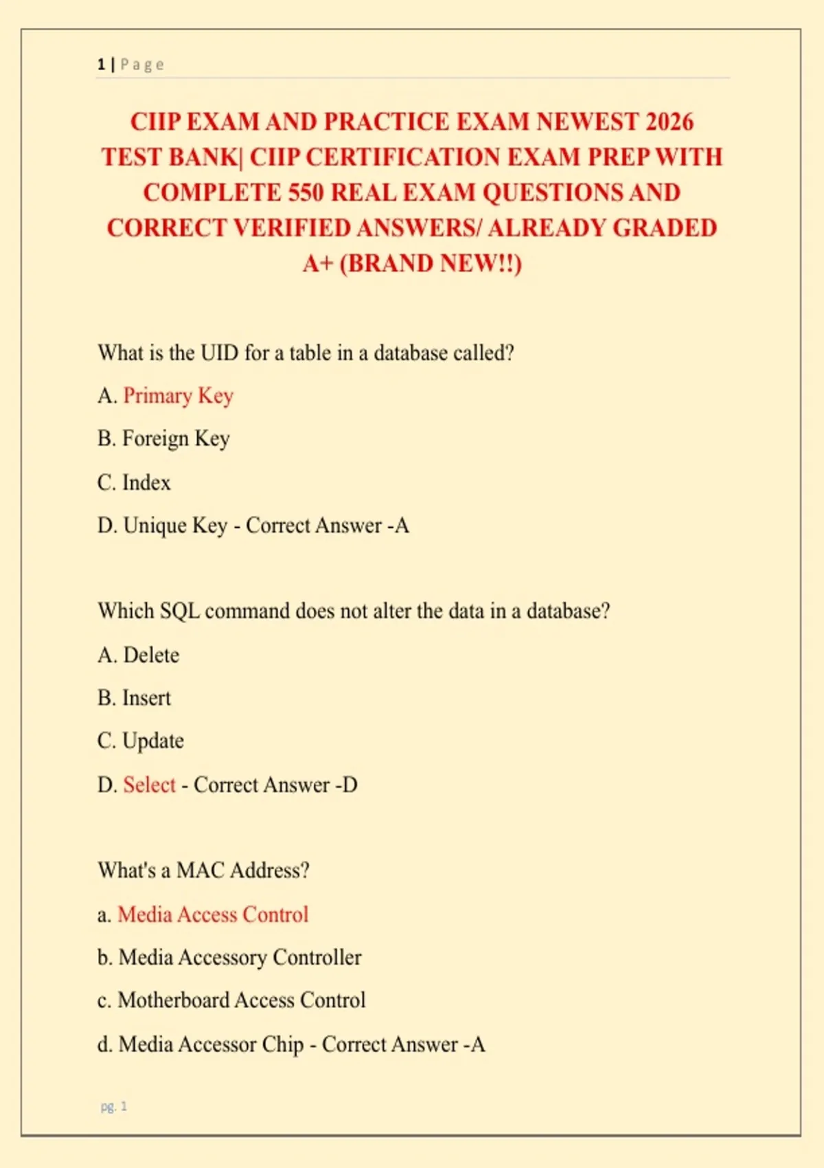 Cii Practice Test CIIP EXAM AND PRACTICE EXAM NEWEST 2026 TEST BANK| CIIP CERTIFICATION ...