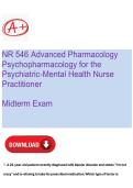New NR 546 Advanced Pharmacology Psychopharmacology for the Psychiatric-Mental Health Nurse Practitioner Midterm Exam