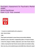 100&percnt; Verified Psychiatric Assessment for Psychiatric-Mental Health Nurse Practitioner Exam 4&comma;5&comma;6 fully covered