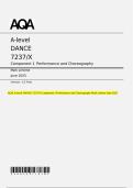 AQA A-level DANCE 7237&sol;X Component 1 Performance and Choreography Mark scheme June 2025
