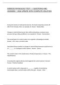 EXERCISE PHYSIOLOGY TEST 1 &vert; QUESTIONS AND ANSWERS &vert; 2026 UPDATE WITH COMPLETE SOLUTION