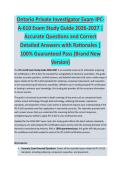 Ontario Private Investigator Exam - PRIVATE INVESTIGATOR EXAM STUDY GUIDE ACCURATE QUESTIONS AND CORRECT DETAILED ANSWERS WITH RATIONALES &vert;&vert; 100&percnt; GUARANTEED PASS <BRAND NEW VERSION>