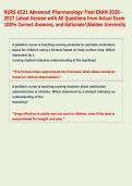 NURS 6521 Advanced Pharmacology Final EXAM 2026  2027 Latest Version with All Questions from Actual Exam  100&percnt; Correct Answers&comma; and RationaleWalden University