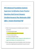 NYC Advanced Foundation Systems  Supervisor Certification Exam Practice  Questions And Correct Answers  &lpar;Verified Answers&rpar; Plus Rationales 2026  Q&A &vert; Instant Download Pdf 