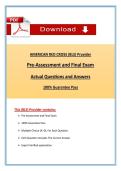 American Red Cross BLS Provider &ndash; Pre-Assessment & Final Exam 2026 &vert; Questions with 100&percnt; Correct Answers Complete &vert; Updated 2026 &sol; 2027 Verified by Experts