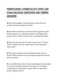 PENNSYLVANIA COSMETOLOGY STATE LAW EXAM 2023&sol;2024 QUESTIONS AND VERIFIED ANSWERS