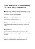 PENNSYLVANIA NOTARY LICENSE EXAM STUDY GUIDE WITH VERIFIED ANSWERS 2025