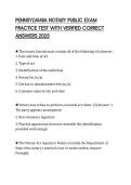 PENNSYLVANIA NOTARY PUBLIC EXAM PRACTICE TEST WITH VERIFIED CORRECT ANSWERS 2025