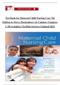 Test Bank for Maternal Child Nursing Care 7th Edition by Perry&comma; Hockenberry & Cashion &vert; Chapters 1&ndash;50 Complete &vert; Verified Answers Updated 2025