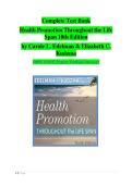 Health Promotion Throughout the Life Span 10th Edition Test Bank &vert; Edelman & Kudzma