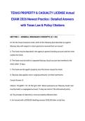 TEXAS PROPERTY & CASUALTY LICENSE Actual EXAM 2026 Newest Practice &vert; Detailed Answers with Texas Law & Policy Citations