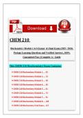 CHEM 210 Biochemistry Module 1 to 8 Exams' & Final Exam &lpar;2025 &sol; 2026&rpar; Portage Learning Questions and Verified Answers&comma; 100&percnt; Guaranteed Pass &vert;&vert;Complete A&plus; Guide