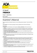 2025 AQA A-Level FRENCH 7652&sol;3T&sol;3V  Paper 3 Speaking  Question paper and Marking scheme Merged