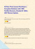 45 Hour Post License Final Exam &vert; Complete Solutions with 100&percnt; Verified Answers&comma; Graded A&plus; 2026 &vert; 2027 Newest Update&period;     