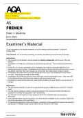 2025 AQA AS FRENCH 7651&sol;3  Paper 3 Speaking  Question paper and Marking scheme Merged
