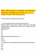 WGU C955 Applied Probability and Statistics objective Assessment Exam Questions and Revised Answers&comma; 100- Guarantee Pass&period;pdf