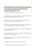 WASTEWATER PRACTICE EXAM COMPLETE FINAL EXAM STUDY GUIDE WITH PRACTICE QUESTIONS AND VERIFIED ANSWERS 2025&ndash;2026