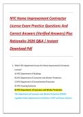 NYC Home Improvement Contractor  License Exam Practice Questions And  Correct Answers &lpar;Verified Answers&rpar; Plus  Rationales 2026 Q&A &vert; Instant  Download Pdf