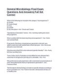 General Microbiology Final Exam Questions And Answers&vert; Full Set Correct