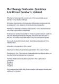 Microbiology final exam- Questions And Correct Solutions&vert; Updated