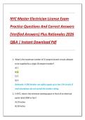 NYC Master Electrician License Exam  Practice Questions And Correct Answers  &lpar;Verified Answers&rpar; Plus Rationales 2026  Q&A &vert; Instant Download Pdf 