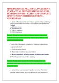 FLORIDA DENTAL PRACTICE LAW & ETHICS  EXAM ACTUAL PREP QUESTIONS AND WELL  REVISED ANSWERS - LATEST AND COMPLETE  UPDATE WITH VERIFIED SOLUTIONS &ndash; ASSURES PASS