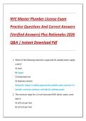 NYC Master Plumber License Exam  Practice Questions And Correct Answers  &lpar;Verified Answers&rpar; Plus Rationales 2026  Q&A &vert; Instant Download Pdf 