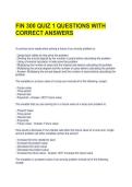 FIN 300 QUIZ 1 QUESTIONS WITH CORRECT ANSWERS