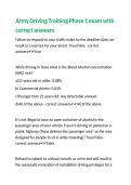 Army Driving Training Phase 1 exam with correct answers