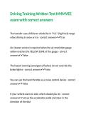 Driving Training Written Test HMMVEE exam with correct answers