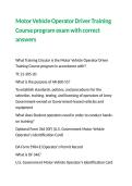 Motor Vehicle Operator Driver Training Course program exam with correct answers