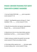 PHASE 1 DRIVERS TRAINING TEST ARMY EXAM WITH CORRECT ANSWERS 